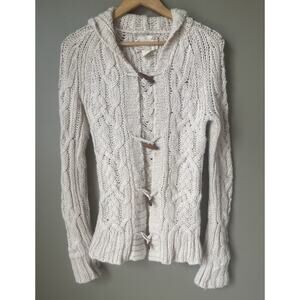 Vintage Abercrombie & Fitch Ivory Long Sleeve Hooded Fisherman Alpaca Cardigan S